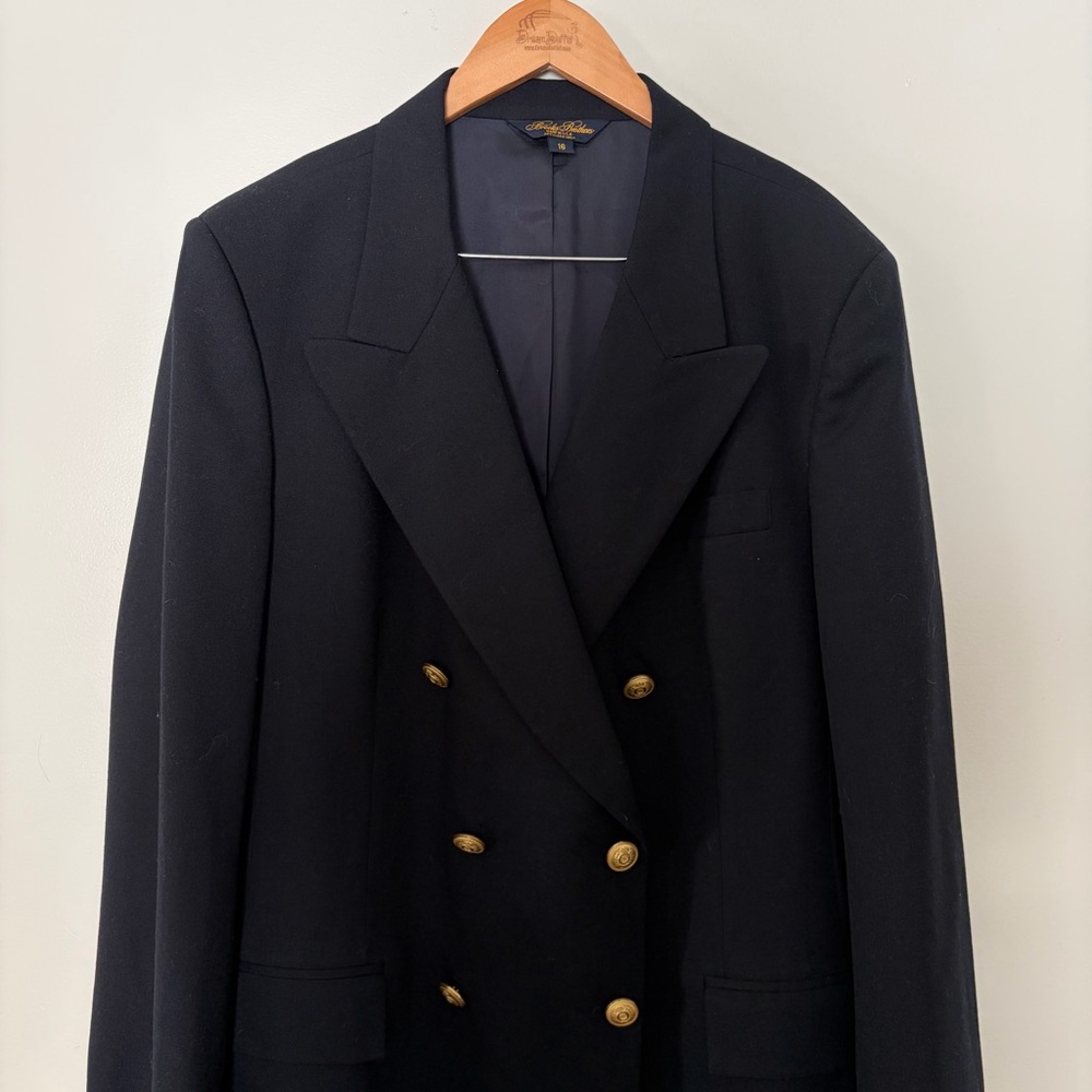 Brooks Brothers Black Double Breasted Blazer Gold Buttons - Picture 2 of 8